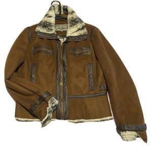 Steve Madden faux suede/ fur lined Moto jacket. Short length. NWOT. Size large